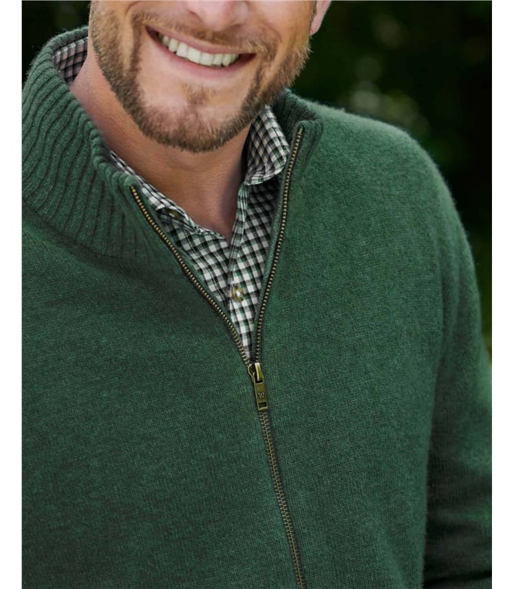 Strickjacke mit Reißverschluss aus Lammwolle für Herren