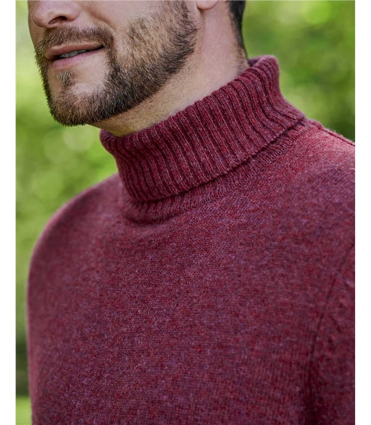 Mens Lambswool Polo Neck Jumper