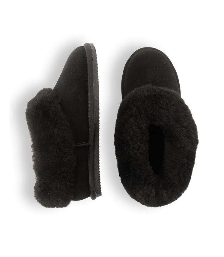 Black Womens Short Sheepskin Slipper Boot WoolOvers UK