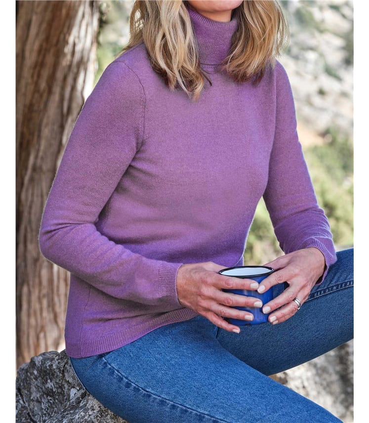Cashmere and Merino Fitted Polo Neck Knitted Jumper