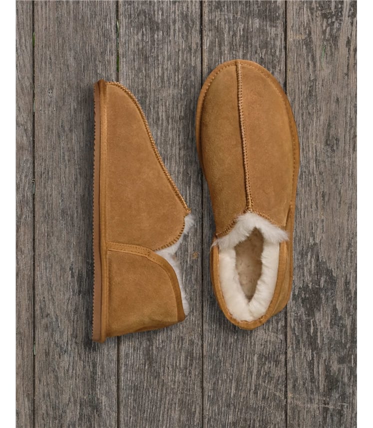 Mens Suede & Sheepskin Seam Detail Slipper