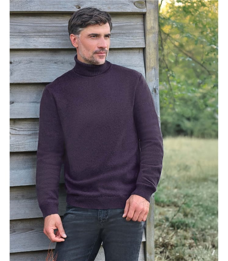 Mens Lambswool Polo Neck Jumper
