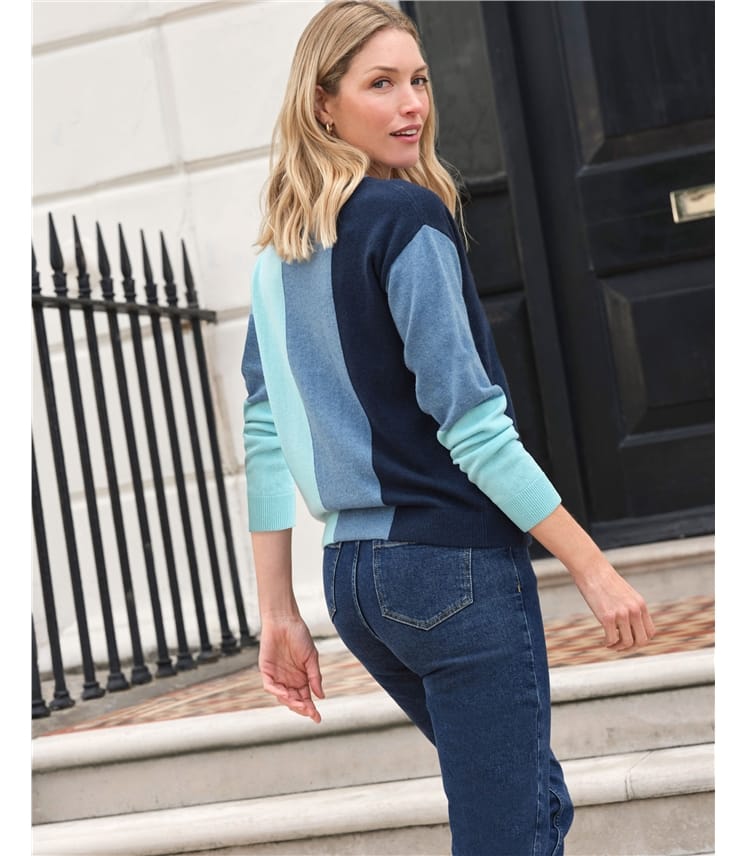 Cashmere Blend Vertical Stripe Sweater