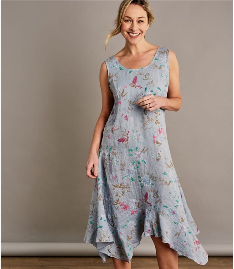 Butterfly Print | Womens Frill Hem Dress | WoolOvers UK