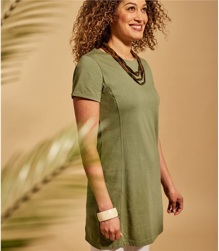 Soft Olive Womens Jersey Princess Seam Tunic WoolOvers UK