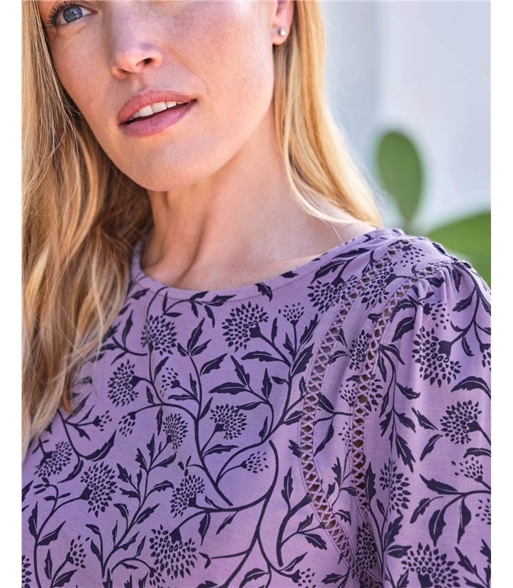 Double Lace Detail Jersey Top