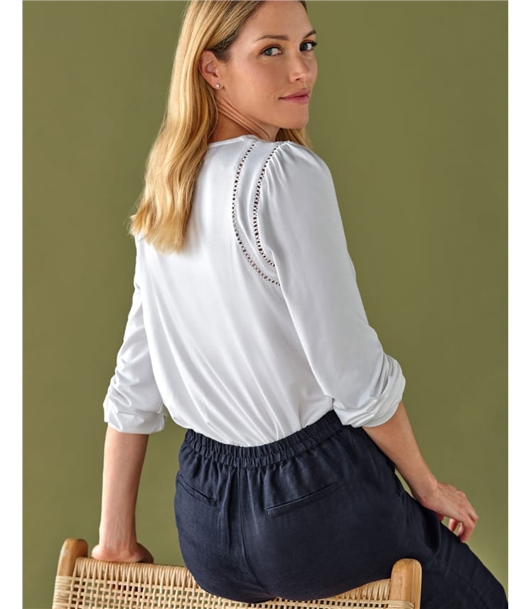 Double Lace Detail Jersey Top