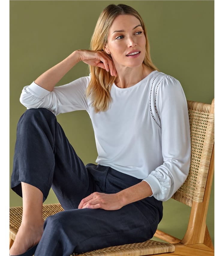 Double Lace Detail Jersey Top
