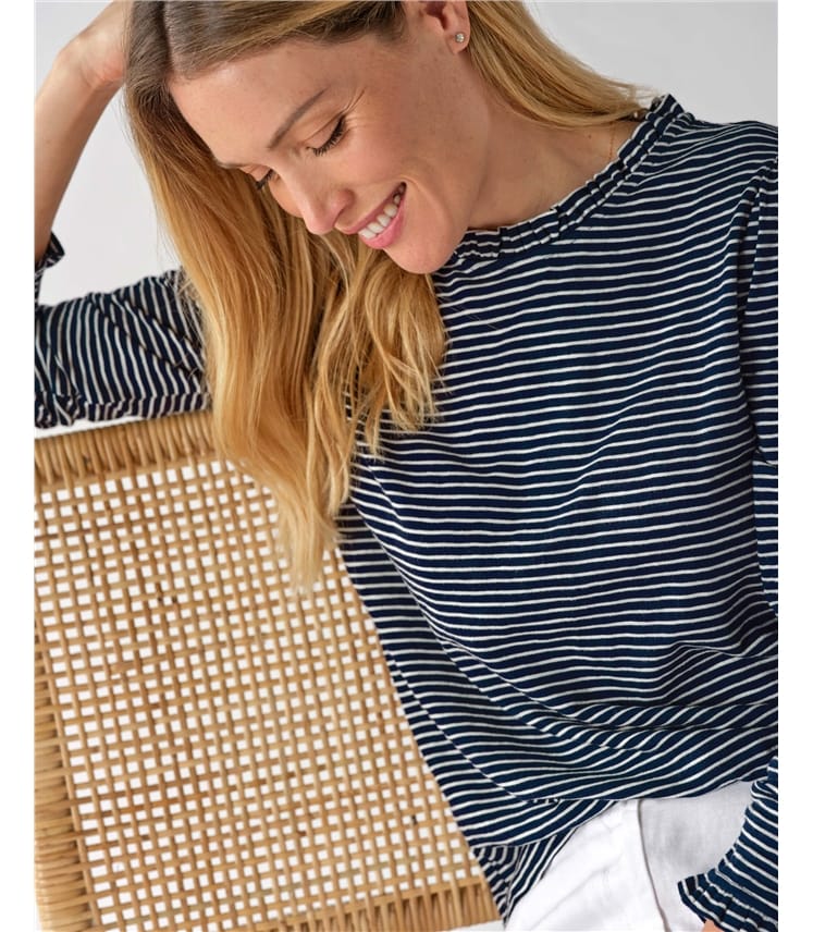 Ruffle Neck Jersey Top