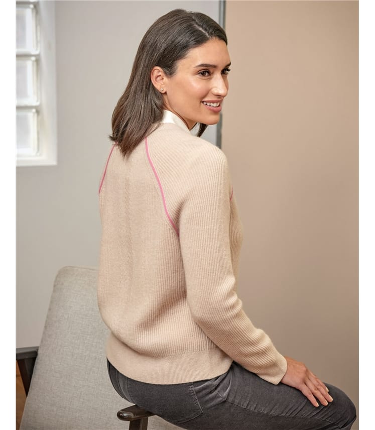 Wool Cashmere Relaxed V Cardigan