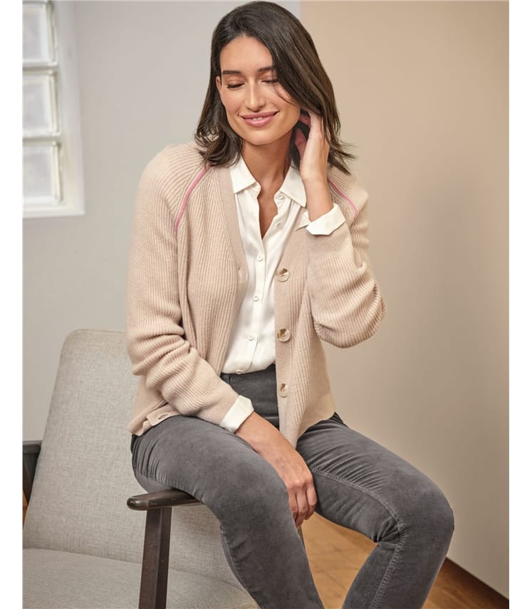 Wool Cashmere Relaxed V Cardigan