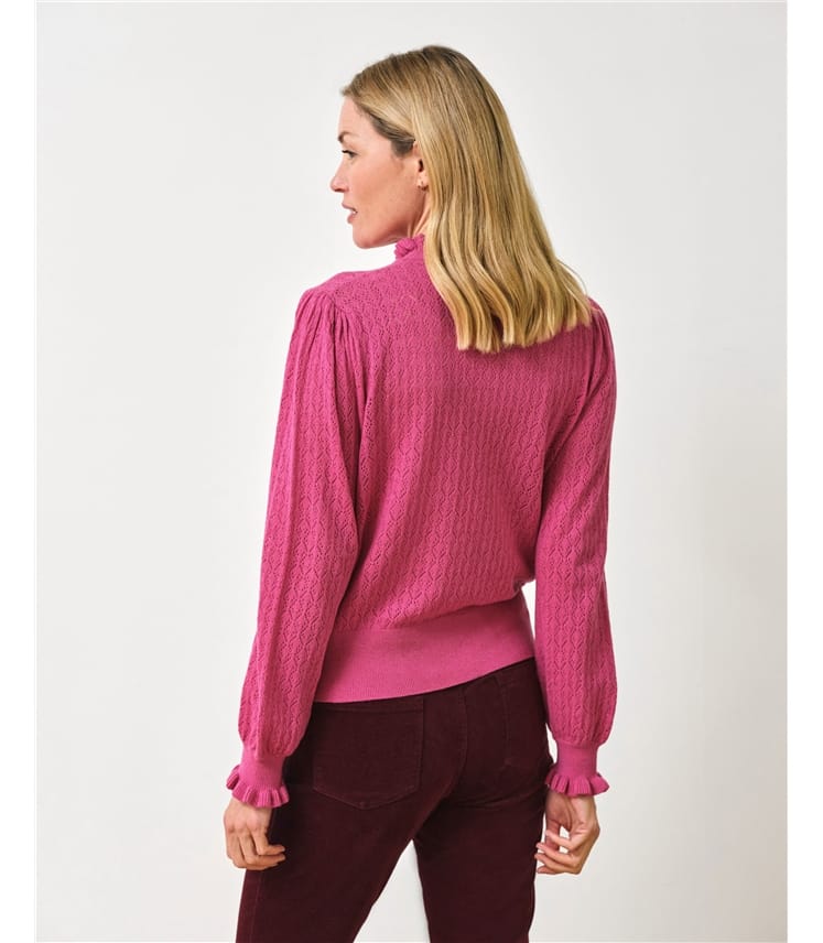 Lacy Frill Collar Viscose Blend Sweater