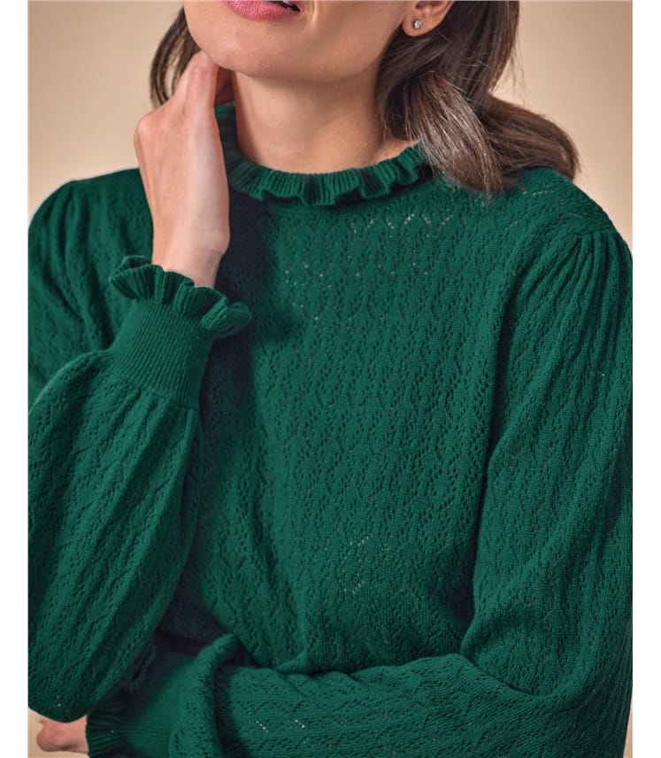 Lacy Frill Collar Viscose Blend Sweater