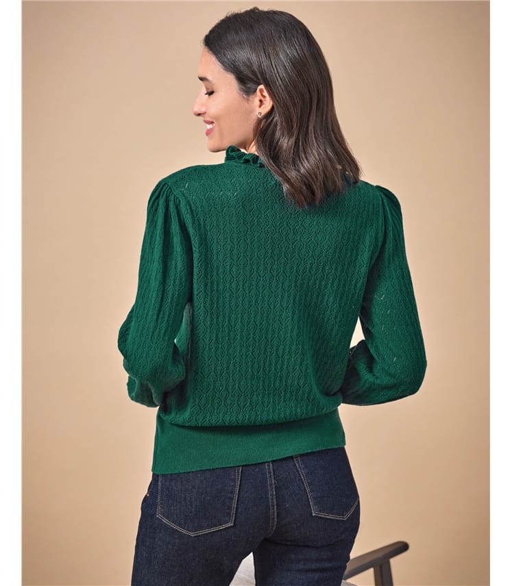Lacy Frill Collar Viscose Blend Sweater