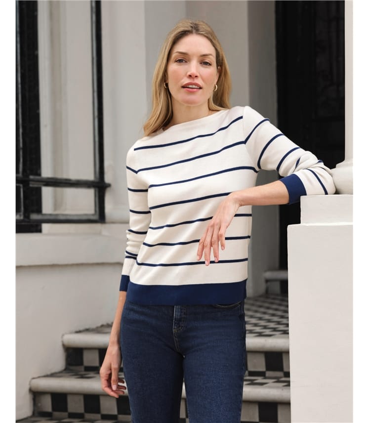 4934 Off-White Boat Neck Jumper