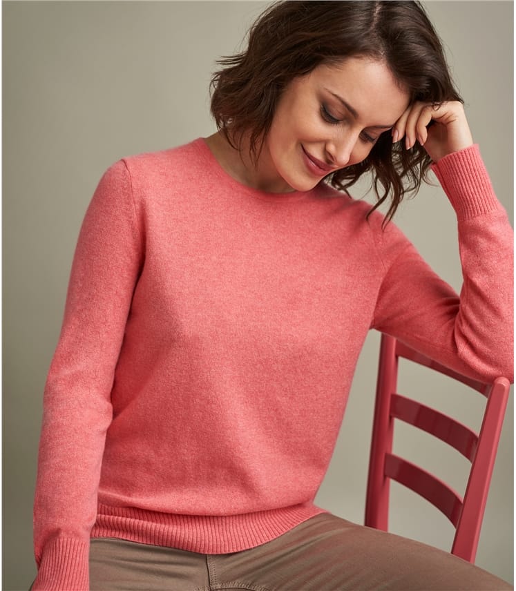 Pink Grapefruit Pure Cashmere | Womens Luxurious Pure Cashmere Crew ...