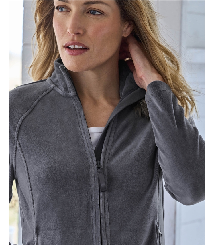 Placid Velour Zip Through Jumper
