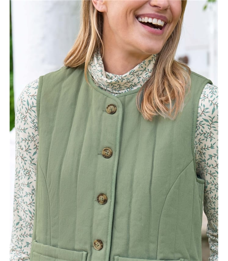 Quilted Button Through Gilet