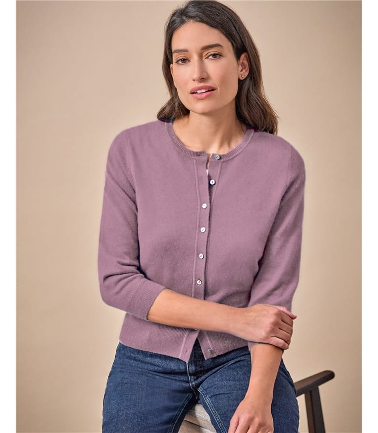 Purple Thistle Cashmere Cropped Cardigan WoolOvers US