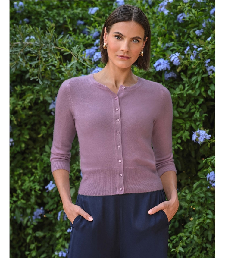 Purple Thistle | Cashmere Cropped Cardigan | WoolOvers US