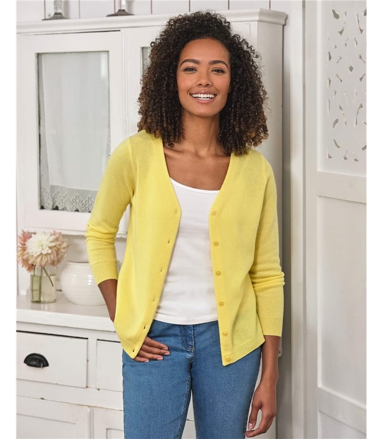 Cashmere Merino Classic V Neck Cardigan