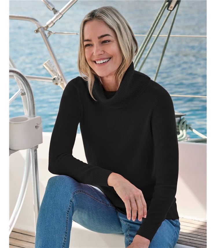 Cashmere And Merino Long Sleeve Cowl Neck Jumper