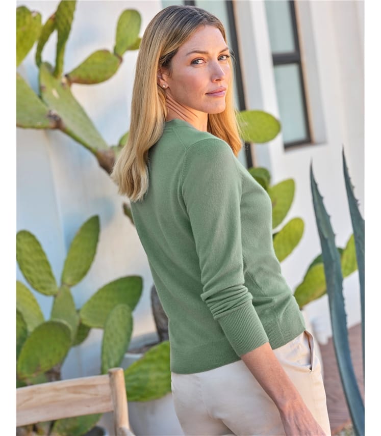 Kaschmir Strickjacke mit V-Ausschnitt