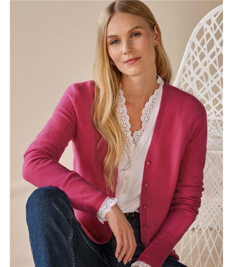 Kaschmir Strickjacke mit V-Ausschnitt