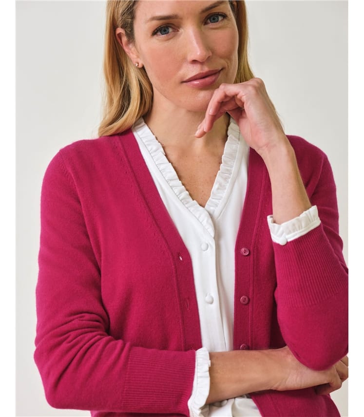 Kaschmir Strickjacke mit V-Ausschnitt