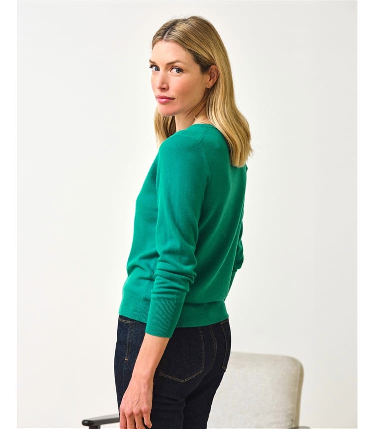 Kaschmir Strickjacke mit Rundhalsausschnitt