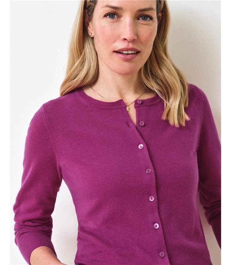 Kaschmir Strickjacke mit Rundhalsausschnitt