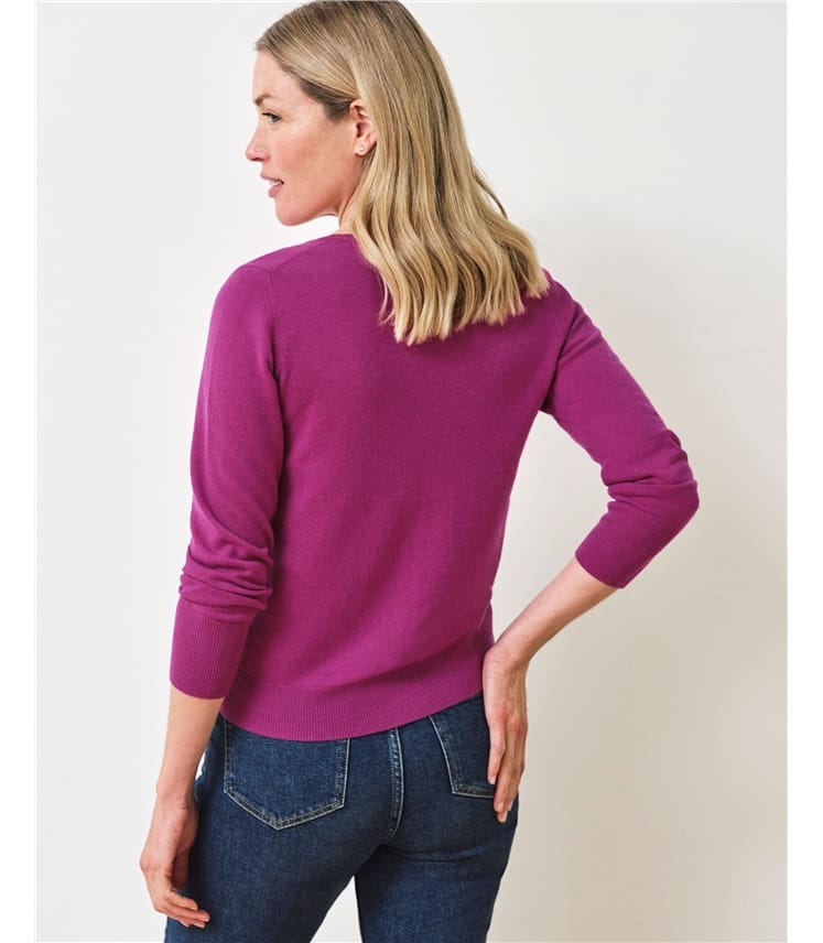 Kaschmir Strickjacke mit Rundhalsausschnitt