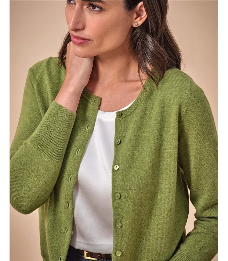 Kaschmir Strickjacke mit Rundhalsausschnitt