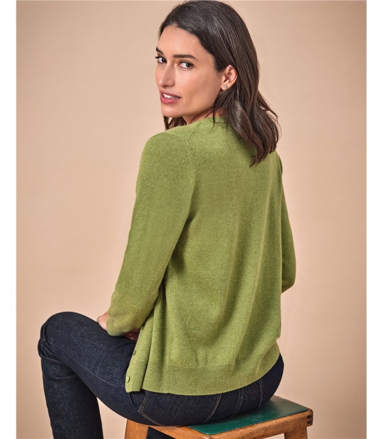 Kaschmir Strickjacke mit Rundhalsausschnitt