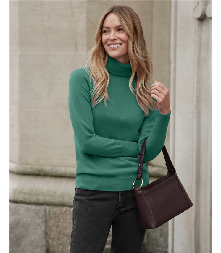 Womens Cashmere Polo Neck Sweater