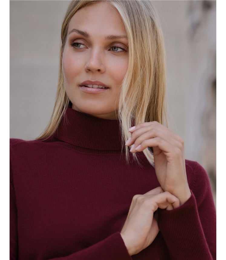 Womens Cashmere Polo Neck Sweater