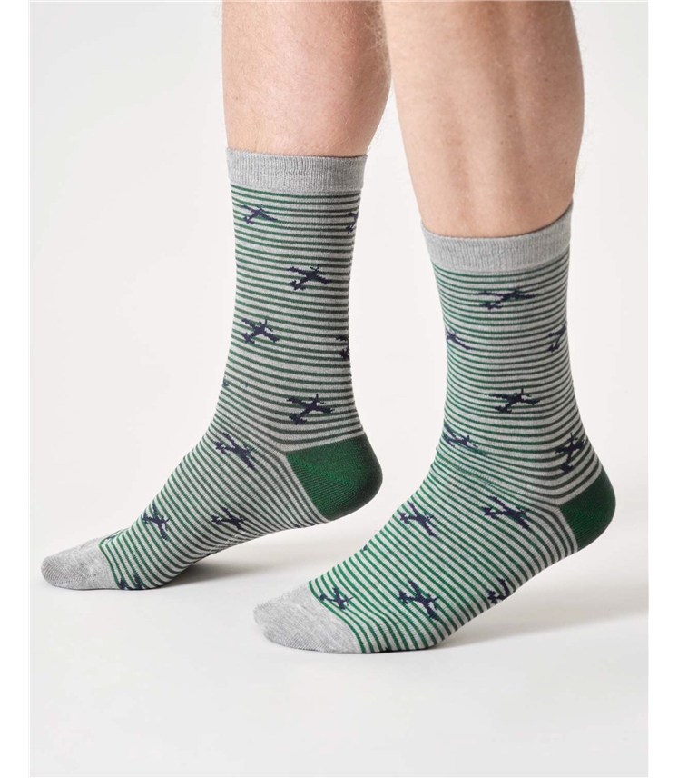 Mens Flying Stripe Bamboo Crew Socks