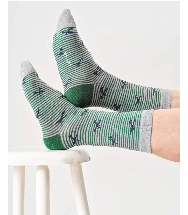 Mens Flying Stripe Bamboo Crew Socks