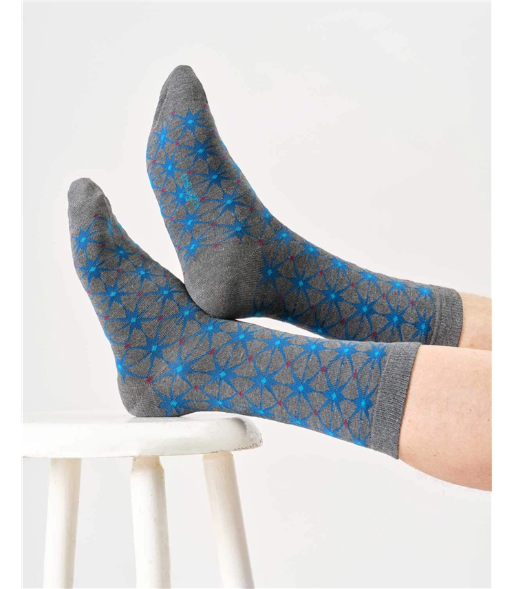 Mens Geo Star Bamboo Crew Socks