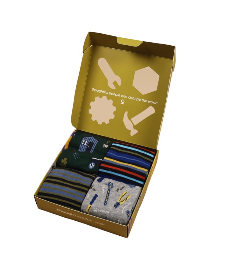 Mens Diy Organic Cotton Gift Box Of 4 Socks