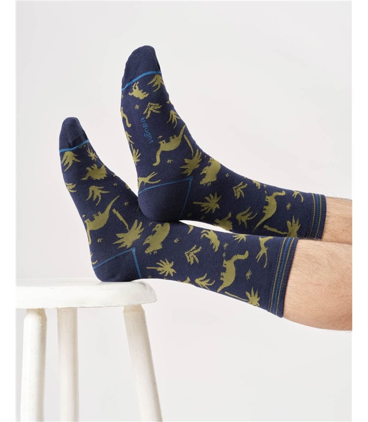 Mens Dino Organic Cotton Gift Box Socks