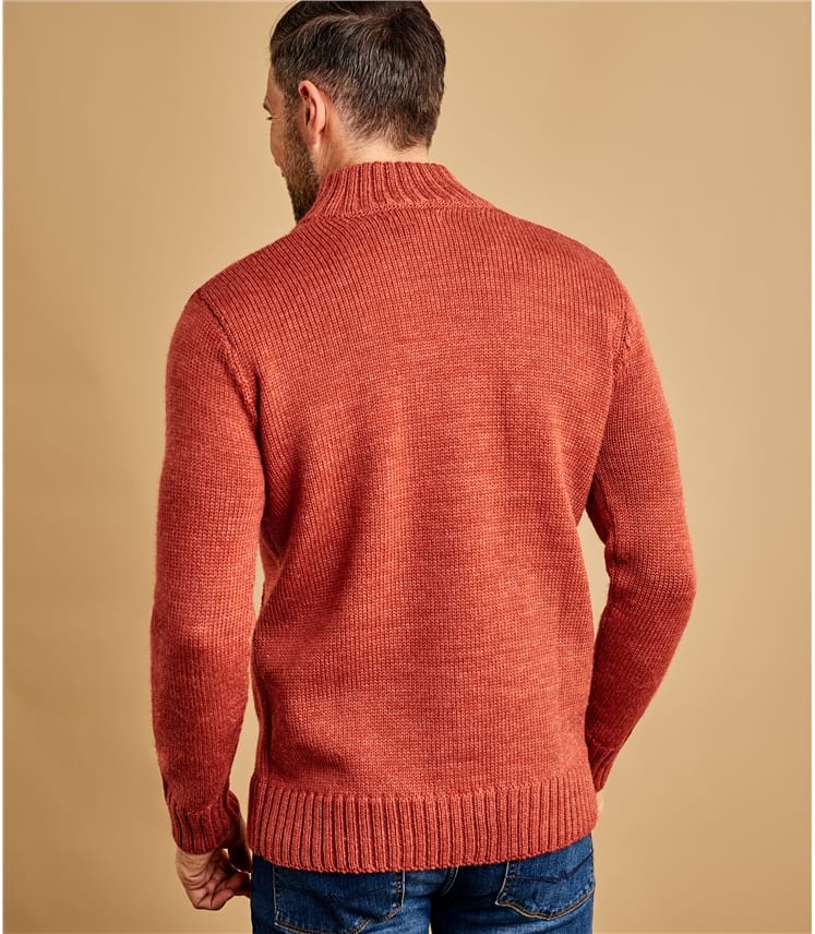 Rustic Orange Pure Wool Thick Wool Cardigan Mens Knitwear Woolovers