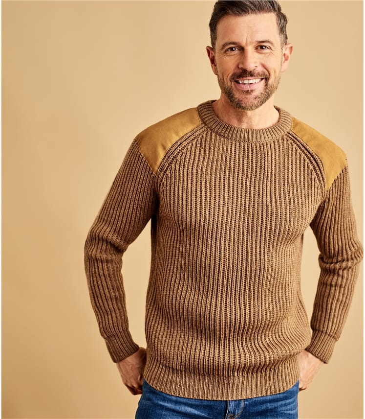 Tawny Pure Wool Mens Pure Wool Countryman Sweater
