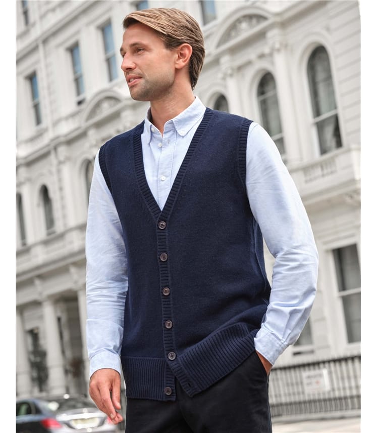 Mens Cashmere Button Through Vest