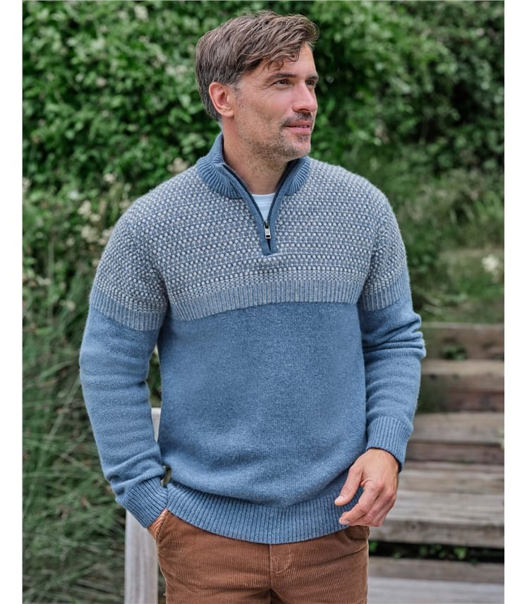 Textured Stitch Half Zip Jumper