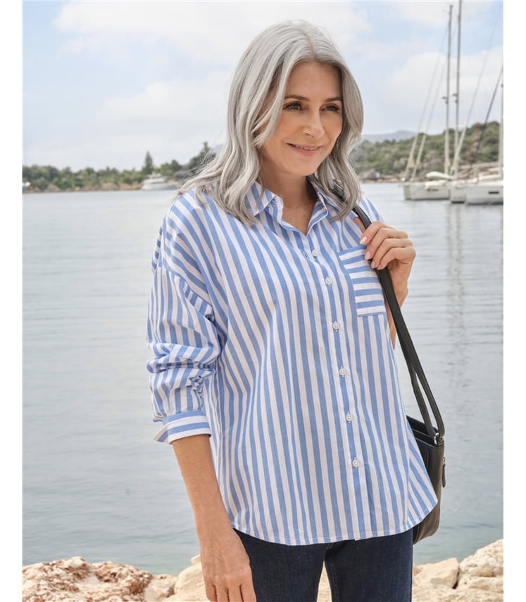 Chemise décontractée en coton à rayures