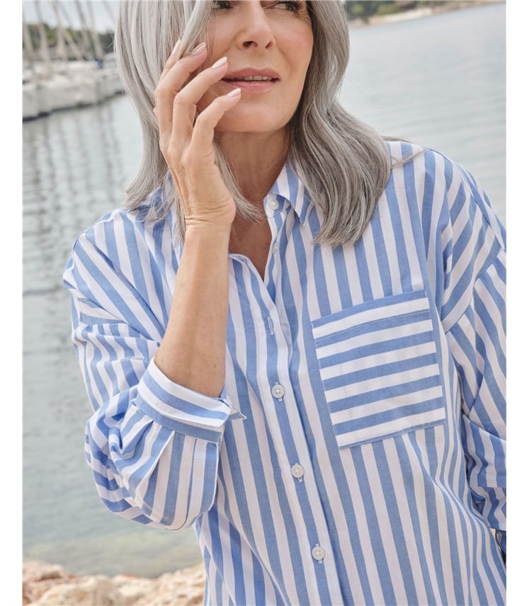 Chemise décontractée en coton à rayures