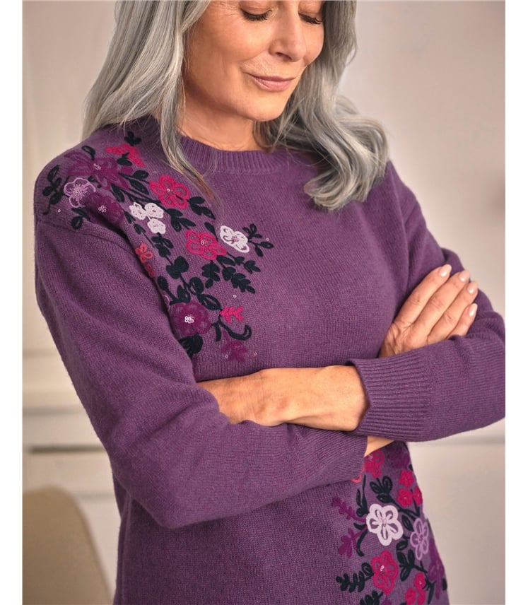 Floral Embroidered Sparkle Jumper