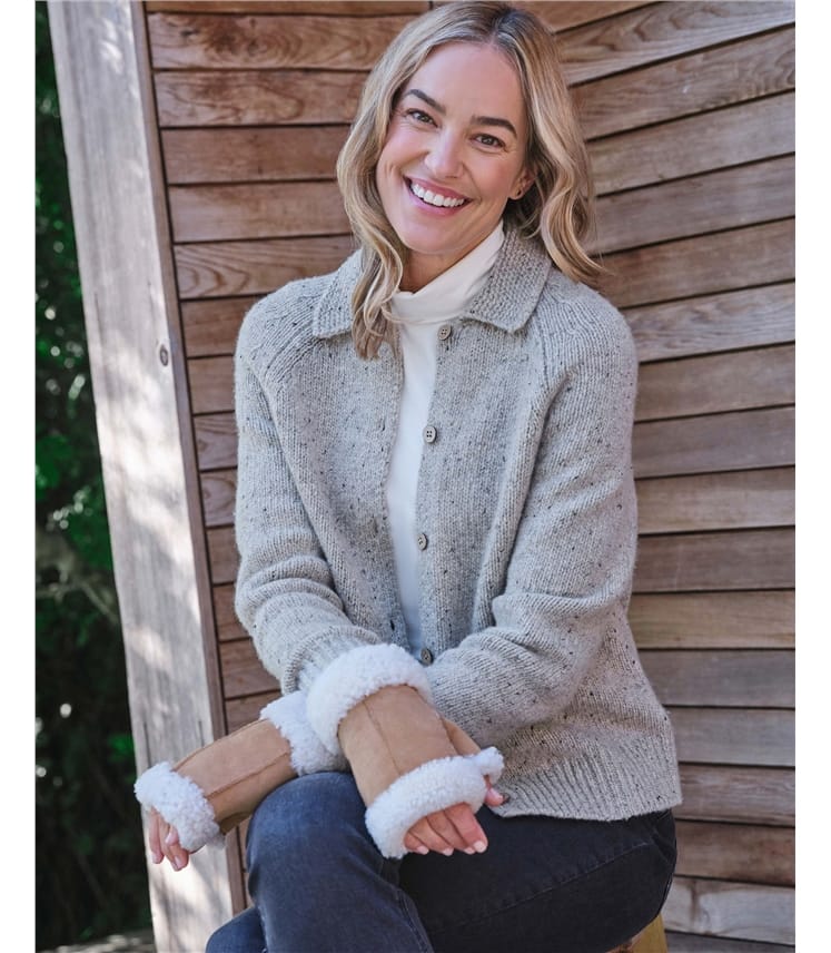Nep Wool Collared Cardigan