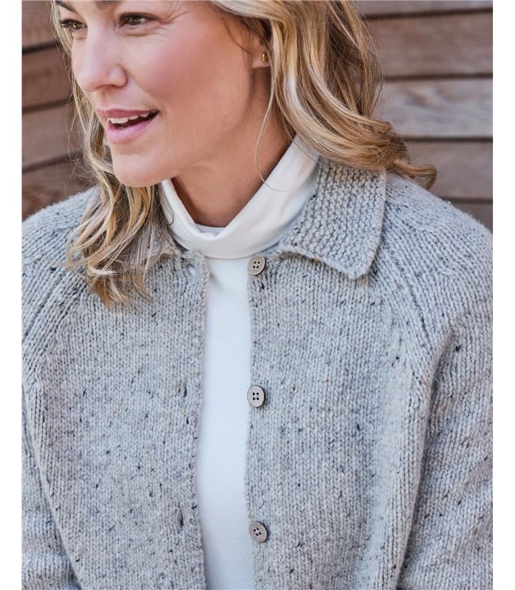 Nep Wool Collared Cardigan